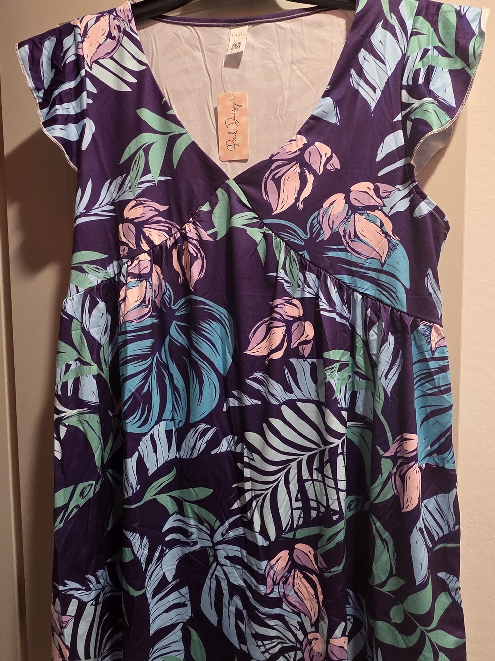 Purple Floral V-Neck Midi Dress